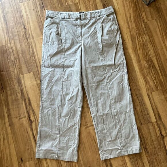 ASOS Design Curve Womens Pleated Front Cotton Blended Wide Leg Stone Pants Sz 18 - Picture 6 of 14